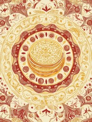 Aufkleber - Bright and intricate hand drawn doodle featuring circular patterns and floral motifs in warm colors created during a summer afternoon. Generative AI