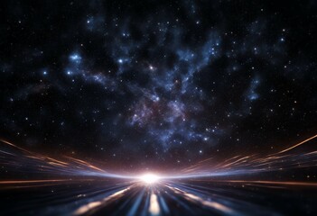 Wall Mural - banner speed starry night black effect horizontal galaxy hyperspace sky bright