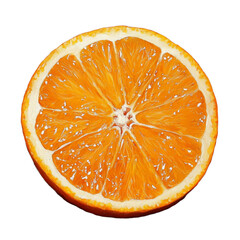 Wall Mural - A vibrant slice of fresh orange fruit against a dark background on a bright sunny day, Slice of orange fruit