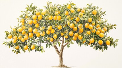 Abundant orange tree laden with ripe, juicy fruit.