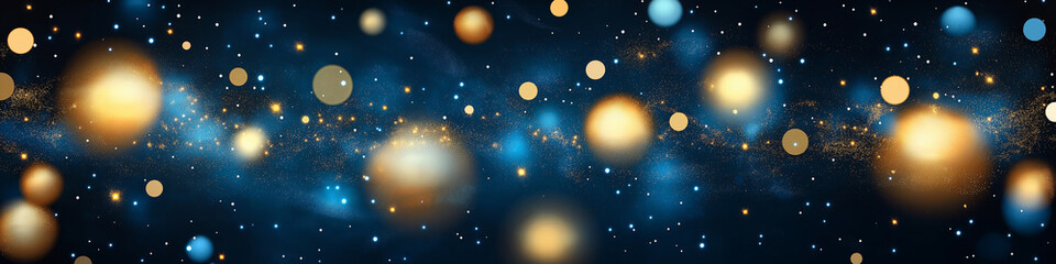 Poster - Golden and blue bokeh lights creating festive christmas background design