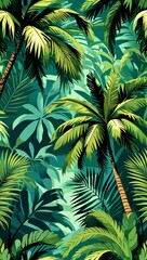 Tropical palm pattern background in green pattern background