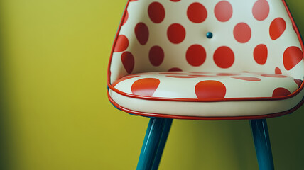 Canvas Print - Polka dot chair against a green background.