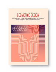 Wall Mural - abstract geometric poster. orange patterns from linear ornaments. minimalistic creativity and art. b