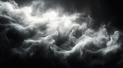 Wall Mural - Dynamic Smoke Abstract on Black Background. Generative AI