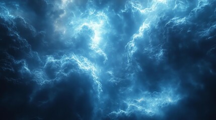 Wall Mural - Mystical Blue Storm Clouds. Generative AI