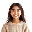 © Iftikhar alam - Happy Asian teen girl smiling brightly while standing against a transparent background in casual attire, Portrait of Happy Asian ethnicity teen girl isolated on transparent background.