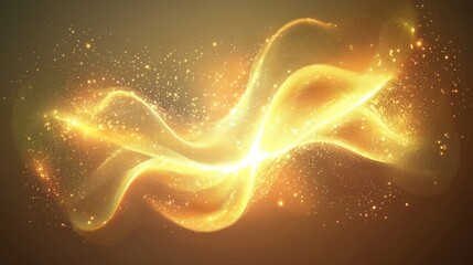 Wall Mural - Ethereal Golden Waves of Light on a Warm Background with Sparkles, Creating a Magical and Dreamy Atmosphere for Abstract Art and Design Projects