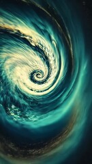 Wall Mural - Swirling cosmic vortex with vibrant blue and gold hues creating a mesmerizing visual effect in space