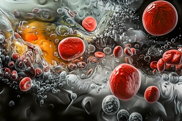 Microscopic Wallpaper Background of Red and White Blood Cells