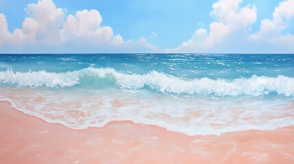 Wall Mural - Serene Coastal Vista: Pink Sands and Azure Waves