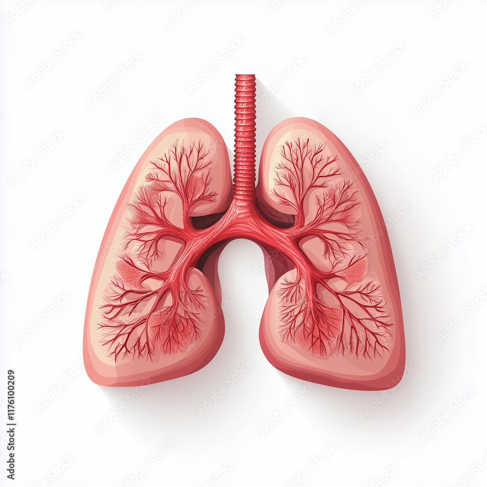 3D Medical Illustration of Human Lungs and Respiratory System: Anatomy ...