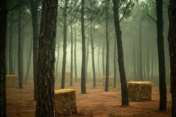 Poster - misty morning in the forest