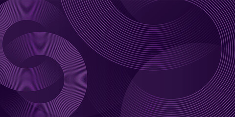 Wall Mural - abstract geometric lines glowing on dark background. modern shiny circle lines pattern, purple circl
