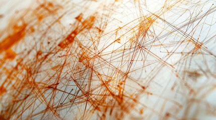 Intricate Network of Red Brown Fibers in White Crystal Macro Photography