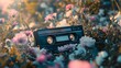 © Thirakun - Retro music cassette draped with soft flowers in a dreamy nature-inspired scene
