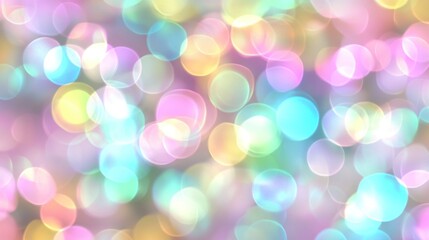 Sticker - Pastel rainbow bokeh background.