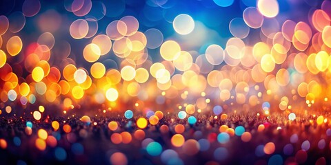 Wall Mural - Abstract Bokeh Lights Background, Festive Blurred Circles, Soft Focus Sparkle, Night City Lights, Defocused Glowing Spots