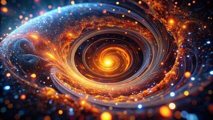 Wall Mural - Abstract Cosmic Vortex: Glowing Orange Swirl Digital Art