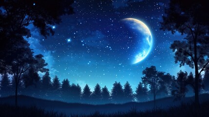 Wall Mural - Blue Night Sky created with Generative AI Technology, ai, generative