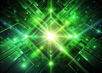 Wall Mural - Abstract Green Luminous Background, Hi-Tech Futuristic Design, Technology, Nature, Energy