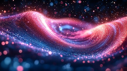 Wall Mural - Sparkling energy wave, cosmic swirl, dark background, abstract art, website header