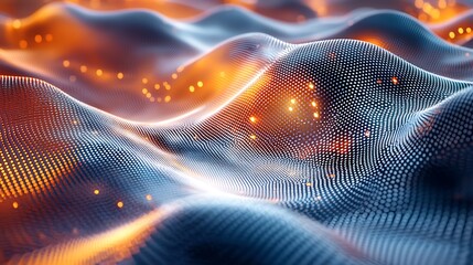 Wall Mural - Abstract digital wave, glowing particles, technology background, data visualization, for tech websites