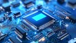 © Thirakun - Advanced AI futuristic chipset design radiating with a cyber aura