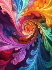 Wall Mural - abstract multicolor fractal spiral.