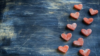 valentines day love messages romantic messages written in chalk on a blackboard with small hearts leaving the center open for text close up artistic theme nostalgic overlay classro