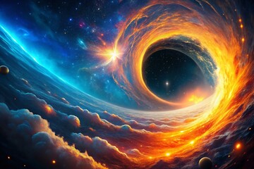 Wall Mural - cosmic wormhole: generative ai deep space nebula, stellar bridge, galaxy portal, science fiction
