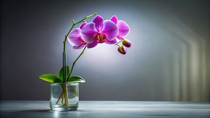 Wall Mural - Elegant Orchid in Glass Vase - Minimalist Botanical Still Life Photography