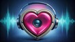 © Nasnunt - A female heart with headphones on the side of a speaker, female soundwave, audio receiver