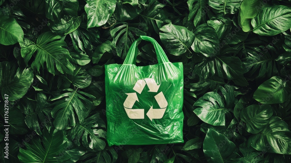 106.A campaign banner design with a green plastic bag and a large ...
