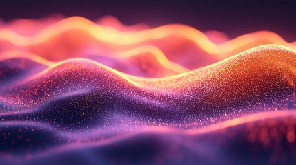 Wall Mural - Abstract glowing orange and purple waves.