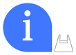 © robu_s - Blue teardrop-shaped icon with a white lowercase i and a black outline of a shopping bag. Ideal for customer assistance, retail, consumer guidance, store info, navigation, shopping help, online