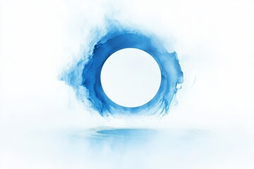 Wall Mural - Abstract blue circle in smoke cloud.