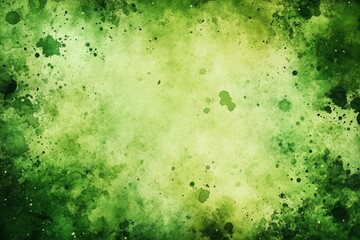Poster - Abstract green watercolor texture background with splatters.