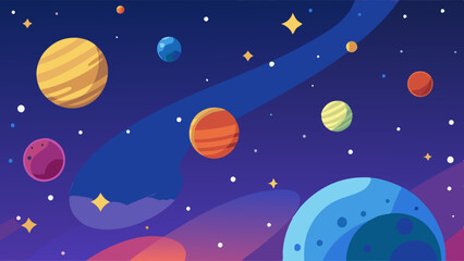 Wall Mural - artistic starry night pattern with planets and celestial details in harmony.