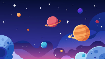 Wall Mural - galaxy-inspired celestial pattern with dreamy planets and radiant stars.