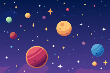 Wall Mural - intricate galactic pattern of planets and stars in a playful yet stylish design.