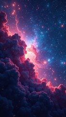 Wall Mural - galactic nebula with swirling blue and red gases, cosmic, nebula, atmosphere