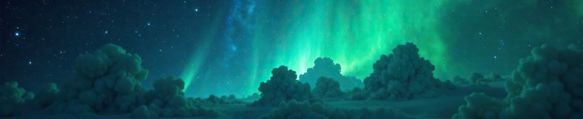 Wall Mural - nebula with glowing blue and green colors against a dark background, green, nebula, blue