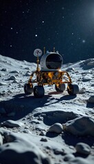 Wall Mural - lander on moon's surface with reflected light, light, universe