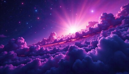 Wall Mural - purple and silver clouds hovering above a dark purple galaxy, nebula, galaxy