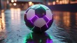 © Tunggal - Futuristic Glowing Soccer Ball Night Scene