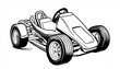 © Gudang - A sleek monochrome go-kart illustration ideal for racing logos, merchandise, or motorsport-themed designs. Its dynamic perspective suggests speed and excitement.
