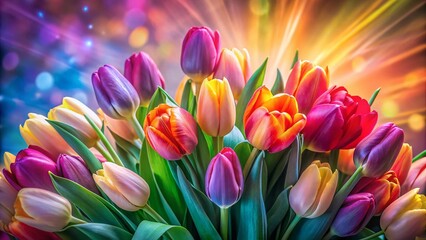 Wall Mural - Soft Light Long Exposure Studio Photograph of a Tulip Bouquet