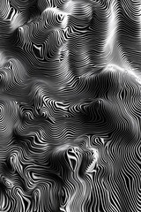 Fototapete - Abstract grayscale waves, flowing lines, textured surface.