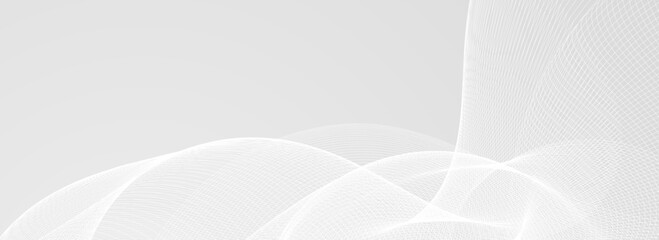 Wall Mural - abstract grey wavy line background. silver flowing wave pattern. technology curved undulated stripe 